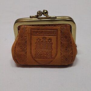 Hamburg Leather Brown Small Coin Purse Kiss Lock